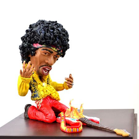 Adorno Escultura Celebrity Clay Jimi Hendrix en Arcilla Polimérica Modelado a Mano