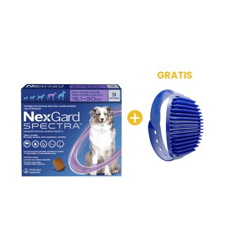Antipulgas y Antiparasitario Nexgard Spectra 15.1 - 30 Kg x 3 Tab y GRATIS Peine para mascotas