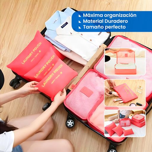 7 Bolsas Organizadoras Maleta Equipaje Impermeables Guinda - Promart