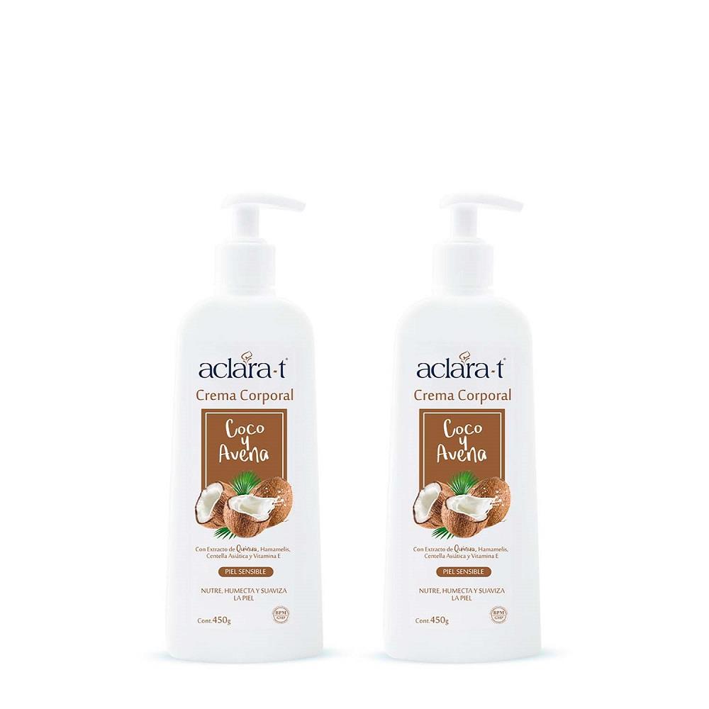 Crema Corporal AclaraT Coco y Avena 450 Gramos 2 Unidades