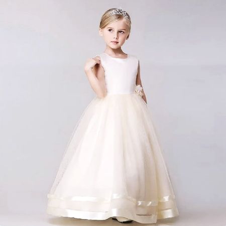 Vestido Niña Blanco Genieka Little Girl White Long Talla 4 Años