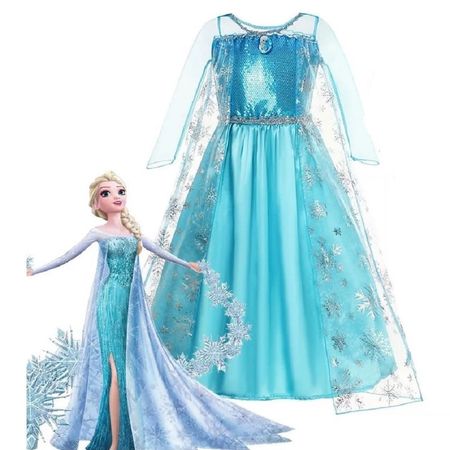 Disfraz Vestido Niña Frozen Cumpleaños Halloween Navidad GENIEKA Elsa Reina de Nieves