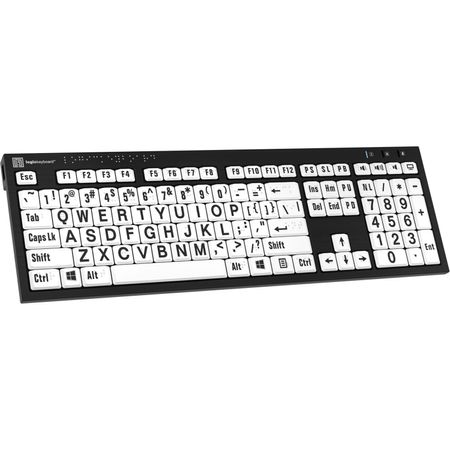 Teclado Logickeyboard Nero Braille And Large Print Windows Blanco Inglés