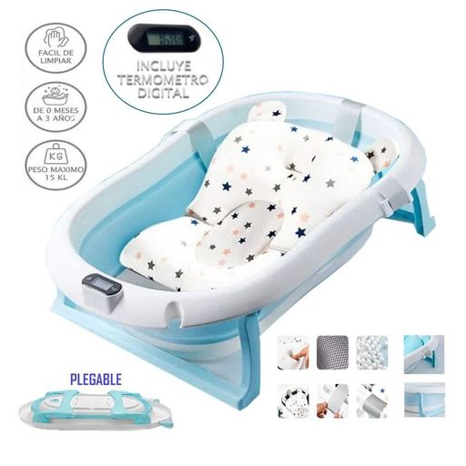 Bañera Tina de Baño para Bebe Doux Bebe con Termómetro Digital Rosado