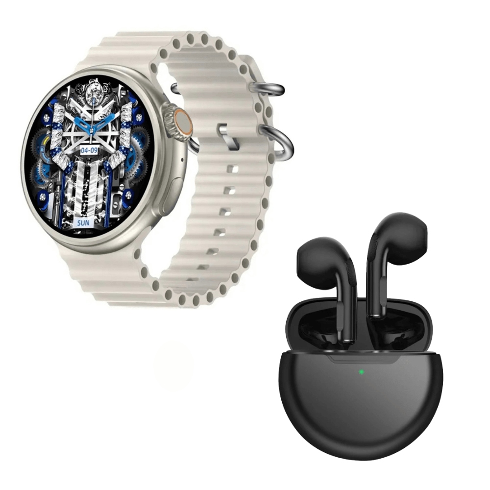 Pack Smartwatch Z78 Ultra Beige Amoled y Audífonos Pro 6 Negro