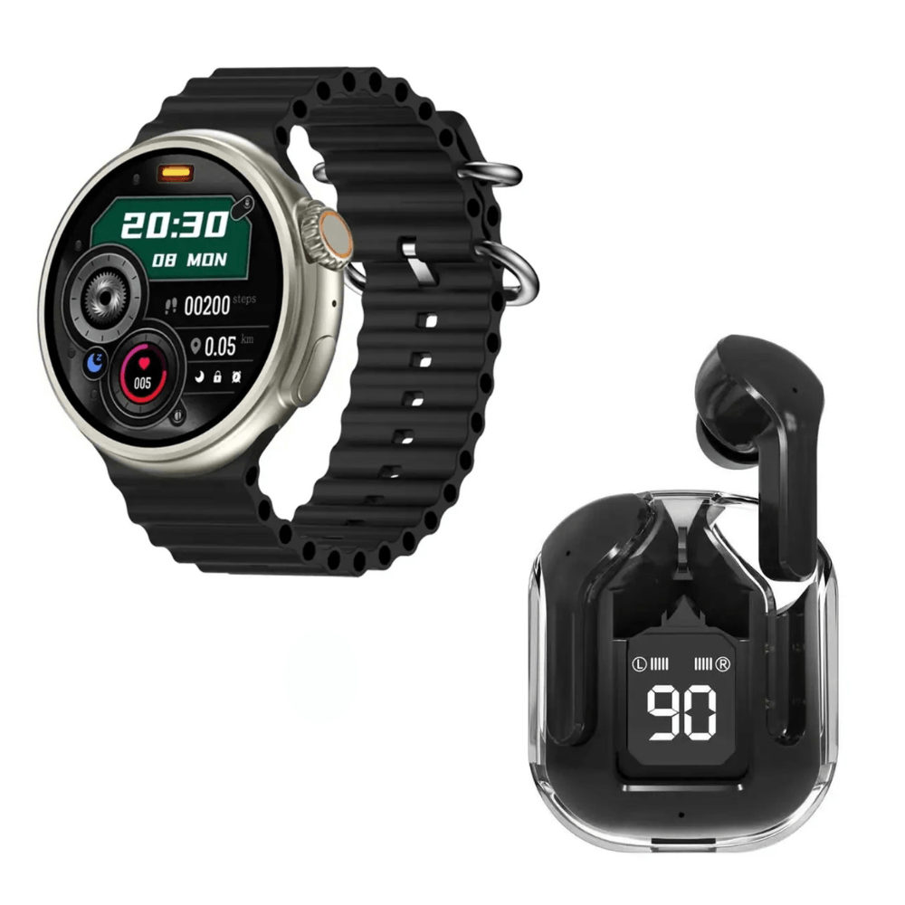 Pack Smartwatch Z78 Ultra Negro Amoled y Audífonos Air 31 Negro