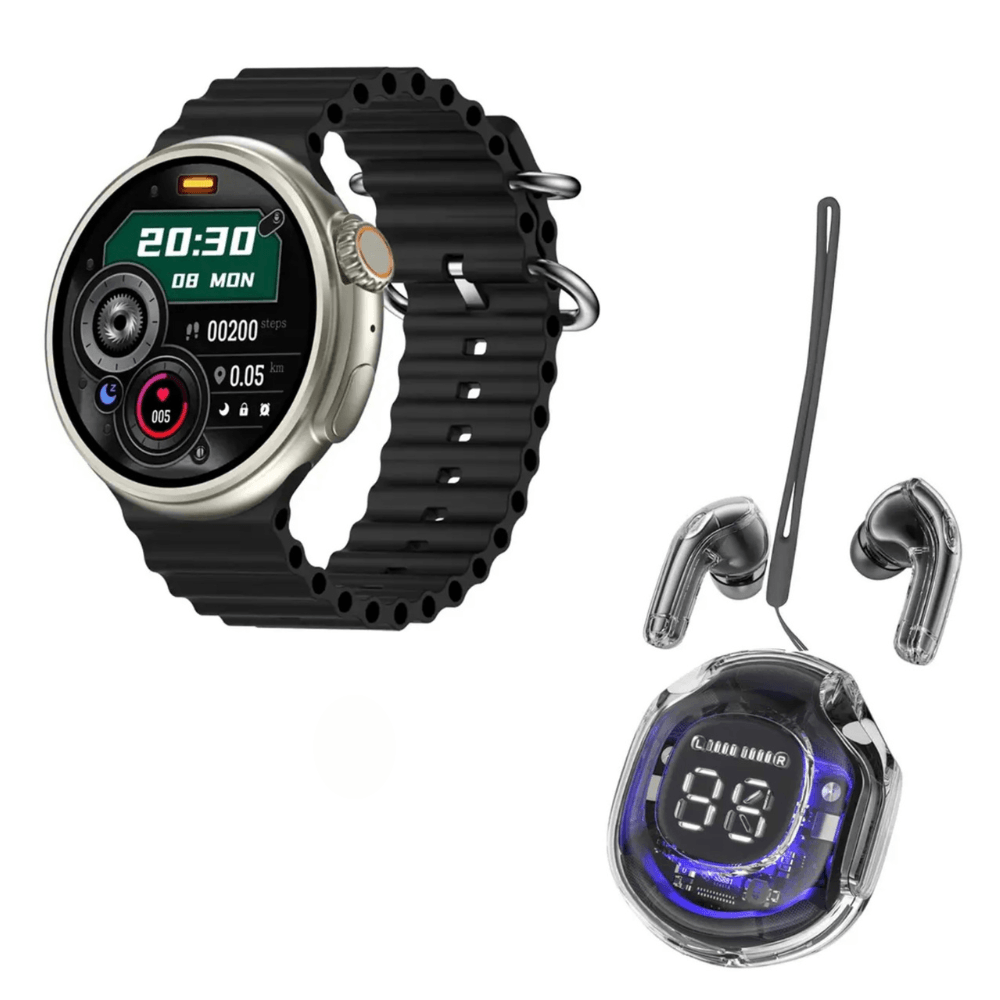 Pack Smartwatch Z78 Ultra Negro Amoled y Audífonos Air 39 Negro