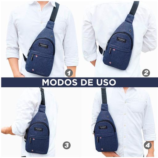 Mochila Morral Ri onera Bandolera para Hombre Azul 430M