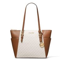 Cartera Tote de Cuero Michael Kors Charlotte - Beige