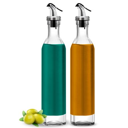  Botella dispensadora de aceite de oliva, botella dispensadora  de aceite de oliva, vinagre de aceite de cocina de vidrio moderno con  boquilla de acero inoxidable para fugas de cocina, botella dispensadora