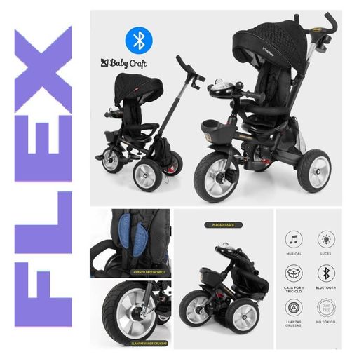 Triciclo Baby Craft Flex Con Bluetooth Negro plazaVea Supermercado