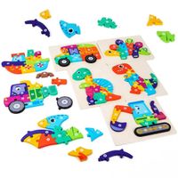 Juego Rompecabezas De Dinosaurios Y Vehículos Para Niños