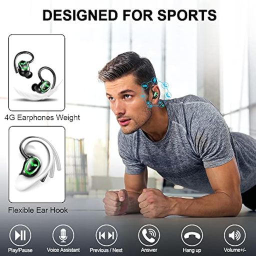 Coby Auriculares deportivos inalámbricos verdaderos | Auriculares  inalámbricos Bluetooth | Batería de 5 horas, Bluetooth automático 5.3 par,  a prueba