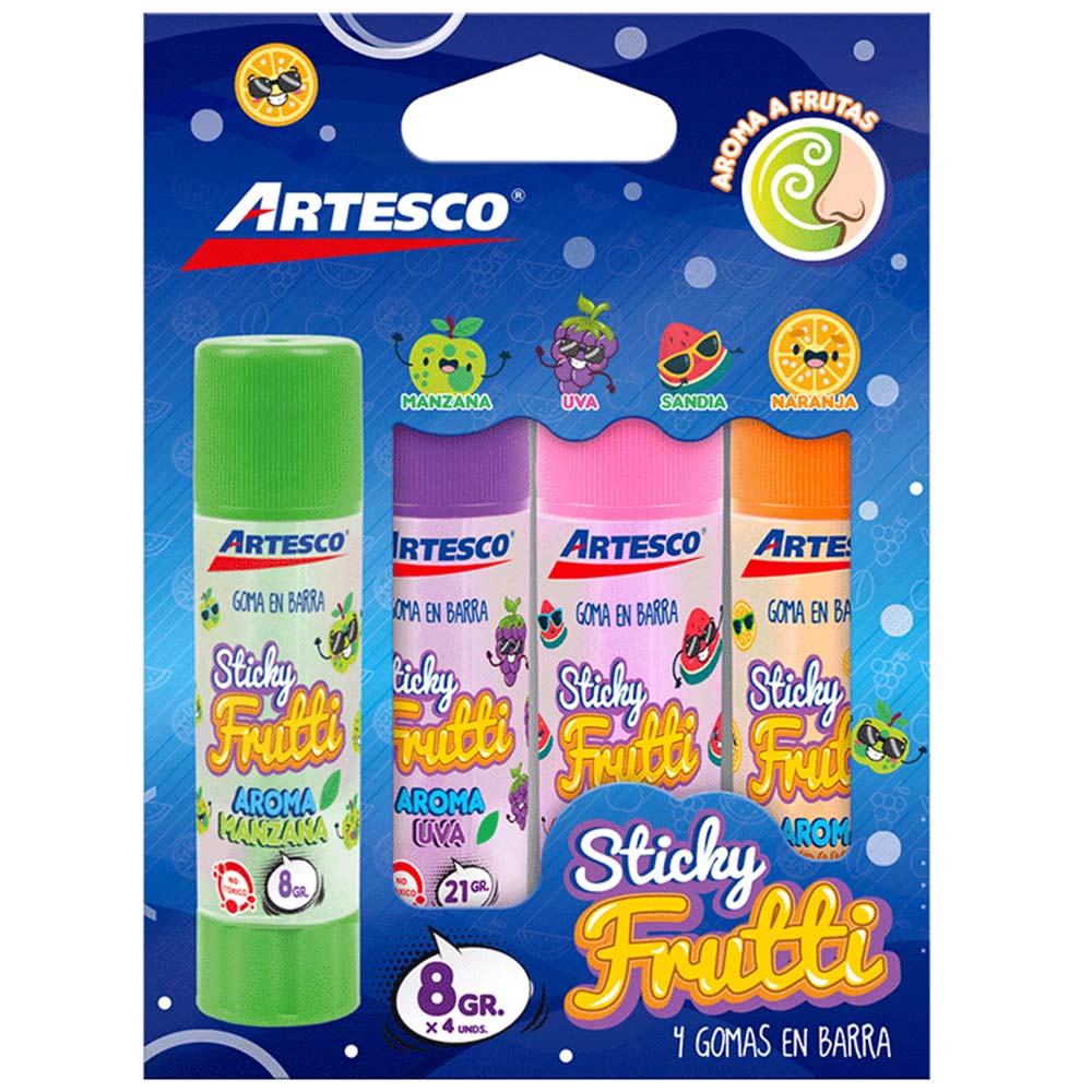 Goma en Barra ARTESCO Sticky Frutti 8g x4un