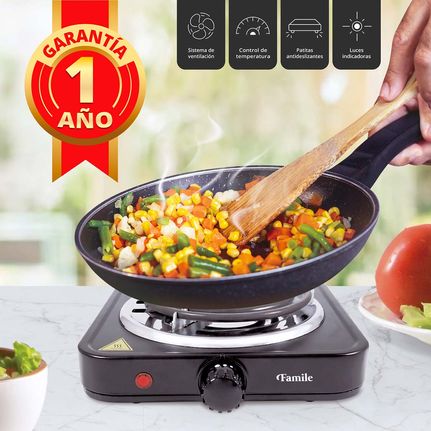 Cocina Eléctrica de 1 Hornilla Famile 1500w Negro | plazaVea - plazaVea