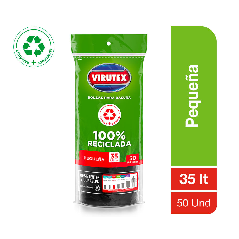 Bolsa para Basura 35L x50un VIRUTEX Color Negro