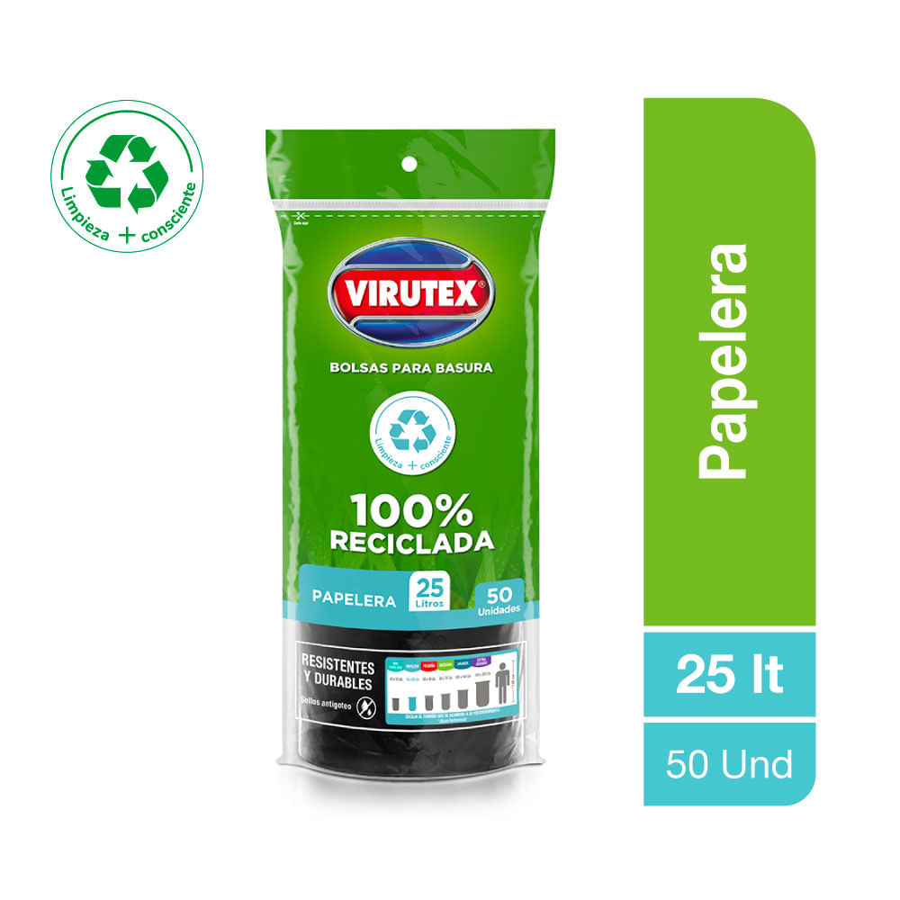 Bolsa para Basura 25L x50un VIRUTEX Color Negro