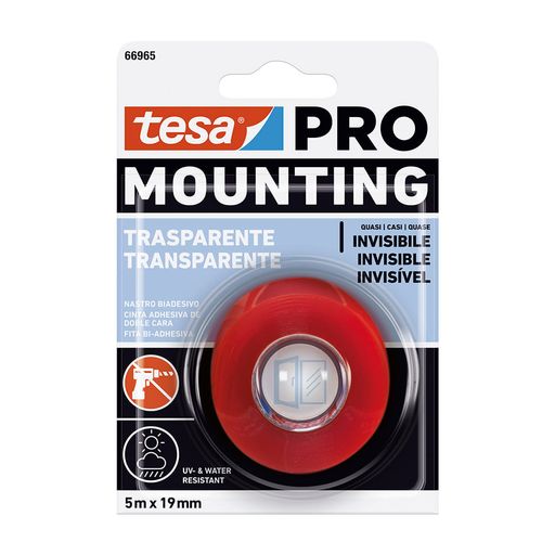 tesa® Cinta de doble cara para superficies transparentes y vidrio 20 kg/m -  tesa