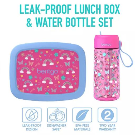 BENTGO Set de Lunch Box con Lonchera Térmica Mariposas