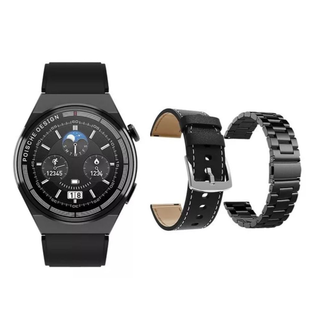 Smart Watch Gt3 Max Sport Con 3 Correas Deportivo Con Nfc Negro