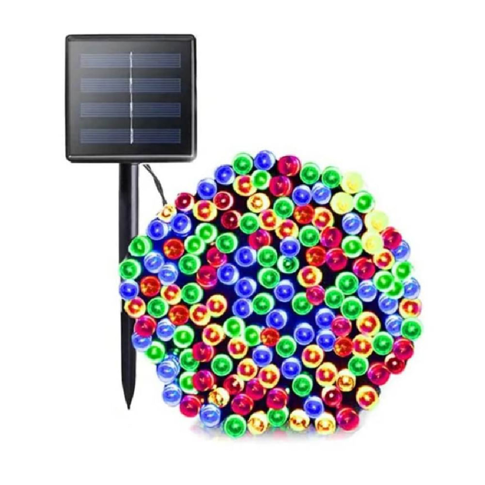 Luces Navideñas De Colores Con Panel Solar 100 Leds