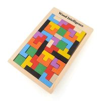 Juguete de bloques de madera puzle estilo tetris delgado