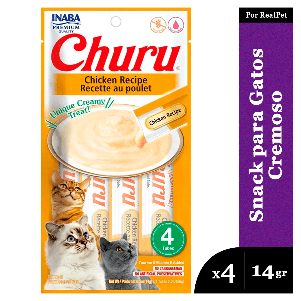 Snack Cremoso Gato Churu Sabor Pollo 4 x 14gr