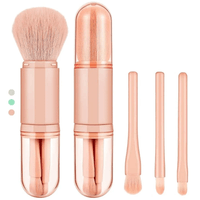 Juego de Brochas de Maquillaje Retráctil 4 en 1 con Estuche Protector B41