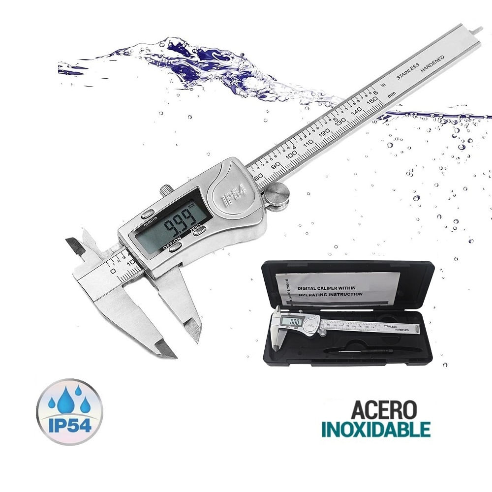 Calibrador Vernier Digital Acero Inoxidable 150mm Pie Rey Plazavea