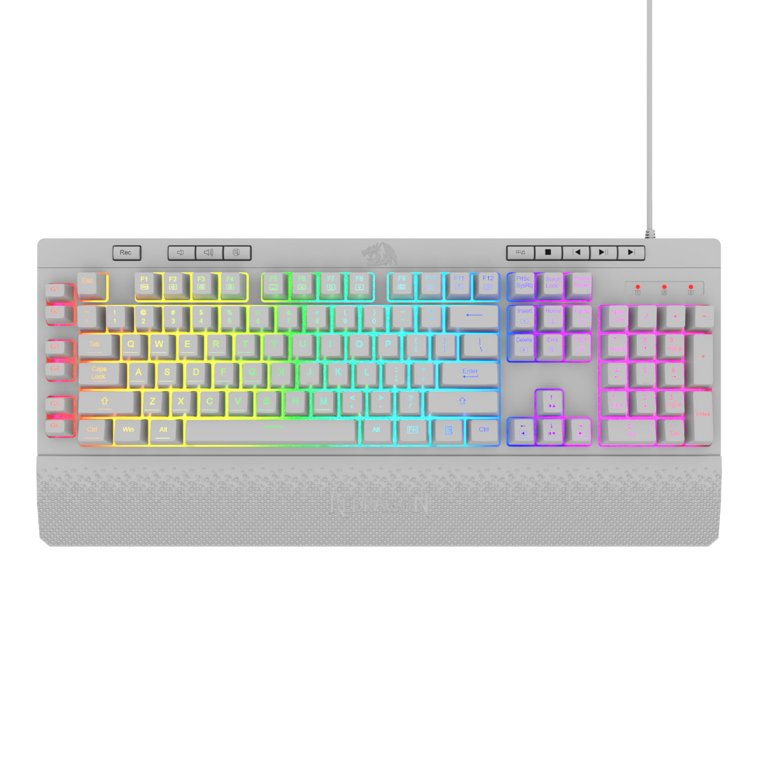 Teclado Redragon Shiva White K512W RGB SP Semi Mecánico