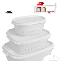 Juego de Tápers Herméticos Contenedor Colador con Tapa 3 Piezas Blanco 602T