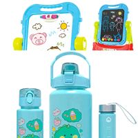 Tomatodo Botella Kawaii Motivacional 3 Piezas + Stickers 2D y 3D Celeste 699T