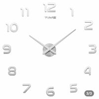 Reloj 3D Grande Modelo Europeo con Relieve Sala - Cocina - Comedor - Oficina - Hogar - Casa Plateado