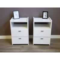 Veladores Mesas de Noche set x2 Dakar color Blanco  TU MESITA