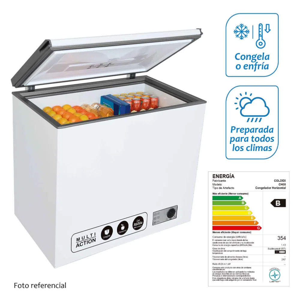 Congeladora COLDEX 256L CH08 Blanco | plazaVea - plazaVea