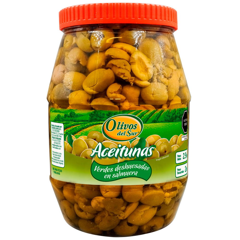 Aceituna Verde Deshuesada OLIVOS DEL SUR Bidón 2.9Kg