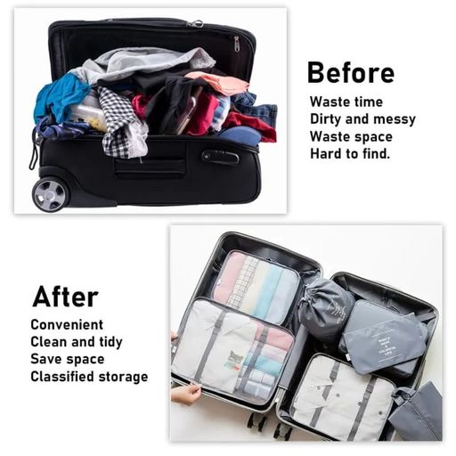 Set 6 bolsas organizadoras para viaje – Productos Wow