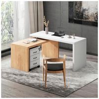 Escritorio Gerencial en L Teodino Ventitas Home Duna y Blanco