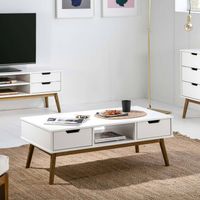 Mesa de Centro 2 cajones Vainilla color Blanco TU MESITA