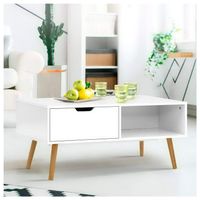 Mesa de Centro Vintage Luna 1 Cajón Ventitas Home Blanco
