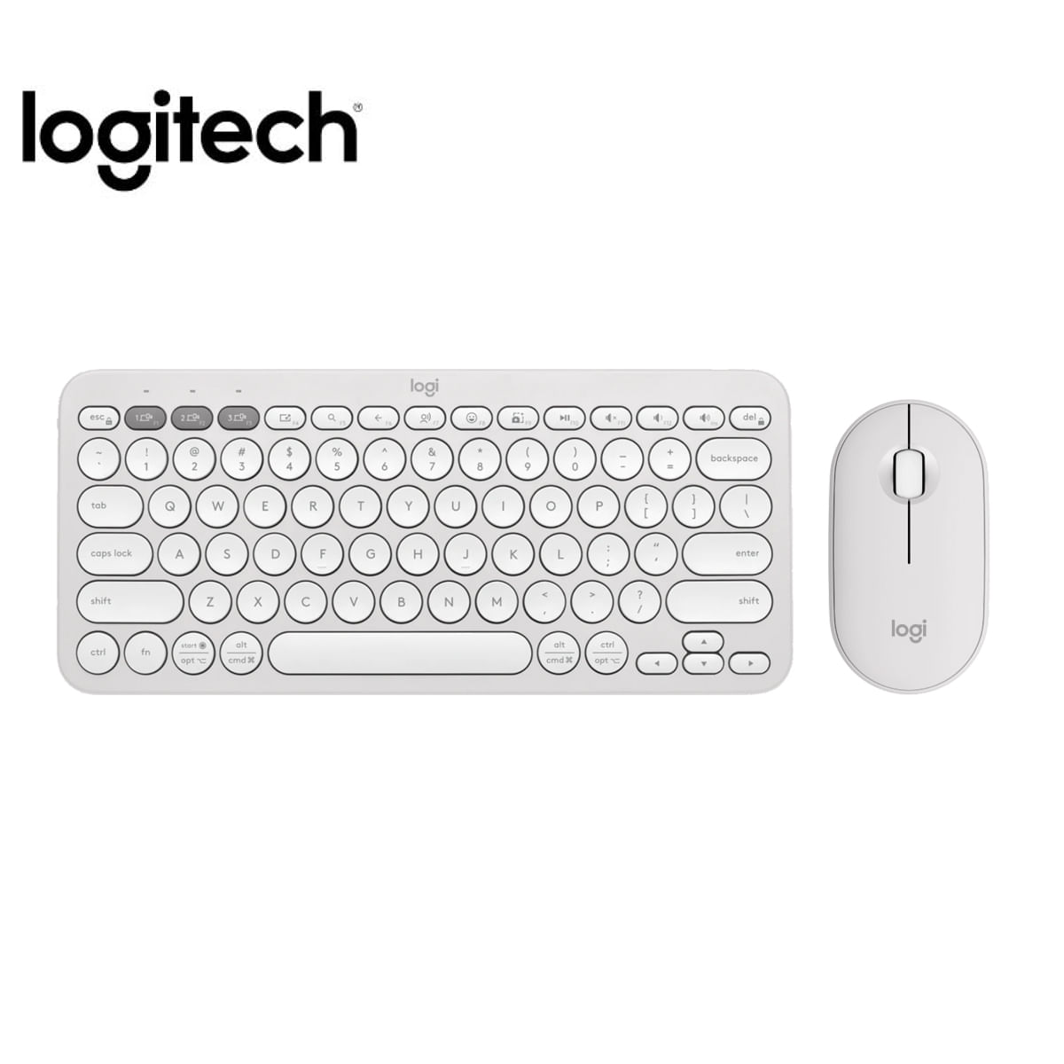 Kit Teclado Y Mouse Logitech Pebble 2 K380s  Mouse M350s BT Wirelless Blanco