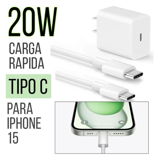 Cargador Carga Rapida Compatible con Iphone Genérico Tipo C 20w