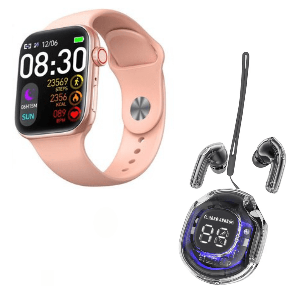 Pack Smartwatch T900 Pro Max L Serie 9 Rosado y Audífonos Air 39 Negro