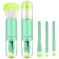 Juego de Brochas de Maquillaje Retráctil 4 en 1 con Estuche Protector Verde B41