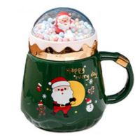 Taza de Navidad con Rosca con Tapa con Muñeco de Nieve Color Verde