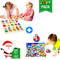 Pack  2 Rompecabezas - Vocales Formas Números y Transportes