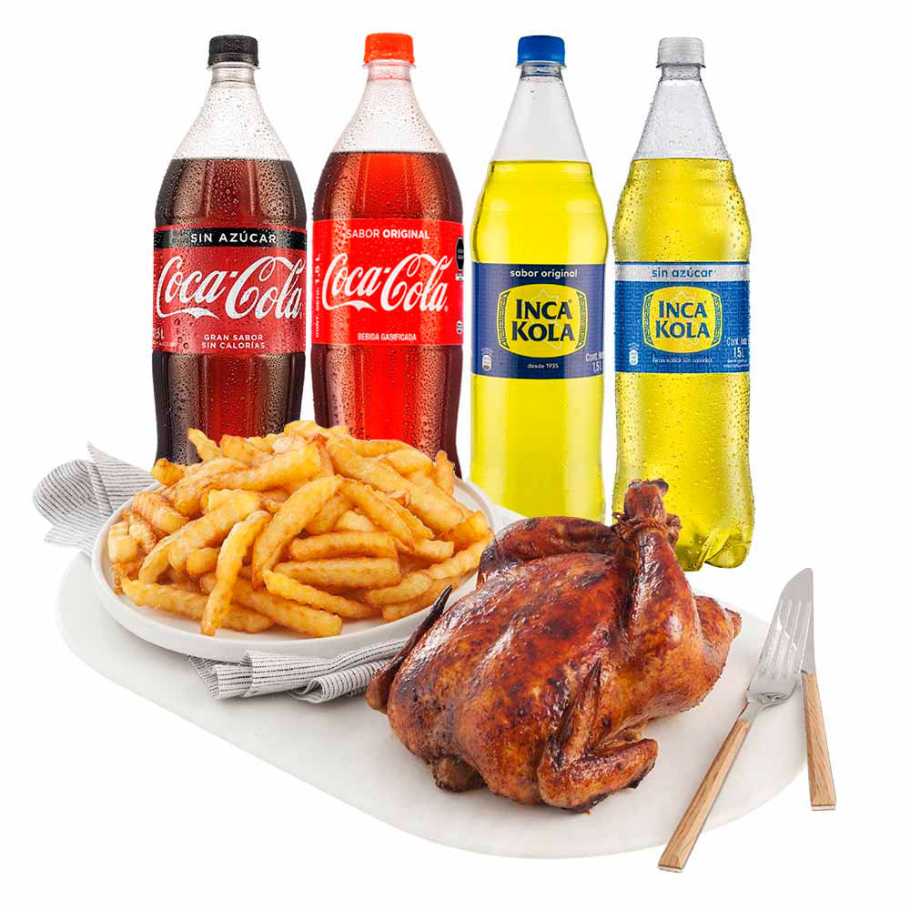 Pollo Rostizado + Papas Fritas + 1 Gaseosa 1.5L