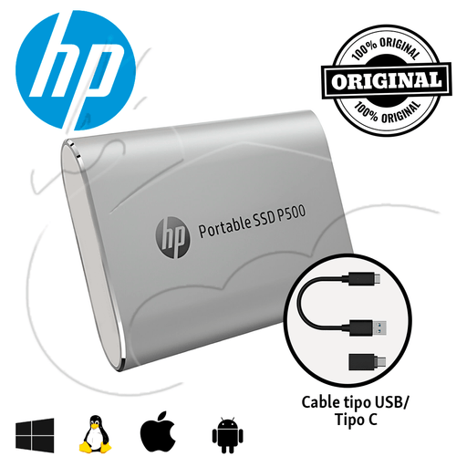 Disco Duro Externo HP P500 1TB SSD USB 3.1 Tipo C Azul