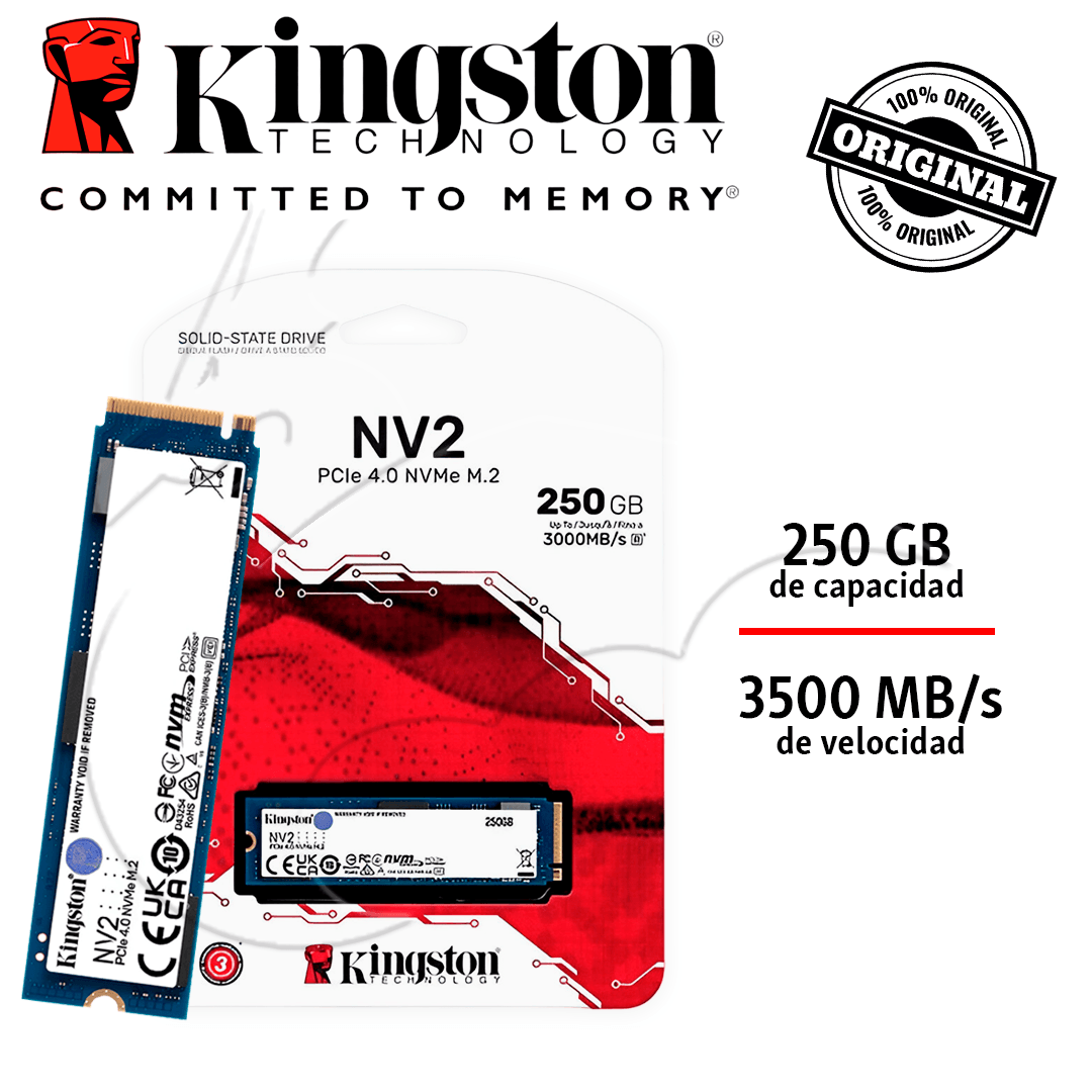 Unidad Solida Kingston M.2 nV2 Pcie 250gb Gen 4x4