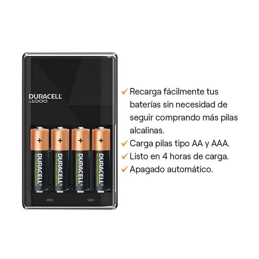 Cargador Pilas Recargables Duracell Aa/aaa Con 4 Baterías Aa